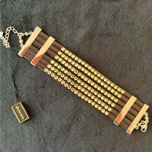 Multi-Row Brown and Gold Statement Bracelet - Designer Style